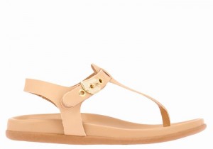 Ancient Greek Sandals Alki Flip Flop Sandaler Med Ryggreim Dame Beige | HOE2433TM