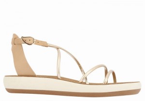 Ancient Greek Sandals Anastasia Comfort Sandaler Med Ankelrem Dame Beige Gull Hvite | CWF6818MG