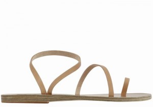 Ancient Greek Sandals Apli Eleftheria Leather Sandaler Med Tåstolper Dame Beige | QBM863KN