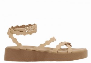 Ancient Greek Sandals Aspis Leather Platåsandaler Dame Beige | PPS3394EU