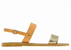 Ancient Greek Sandals Clio Sandaler Med Ryggreim Dame Beige Gull Hvite | YCH9464EZ