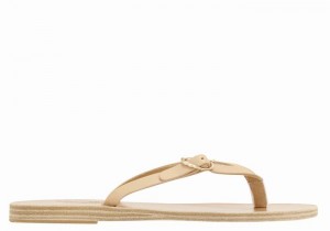 Ancient Greek Sandals Dihalo Leather Flip Flops Dame Beige | AAQ5611HL