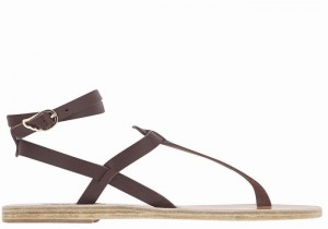 Ancient Greek Sandals Estia Leather Sandaler Med Ankelrem Dame Kaffe | MOF1578JJ