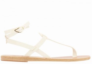 Ancient Greek Sandals Estia Leather Sandaler Med Ankelrem Dame Hvite | XKI4346BR