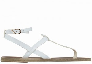 Ancient Greek Sandals Estia Leather Sandaler Med Ankelrem Dame Hvite | KKS3988SL