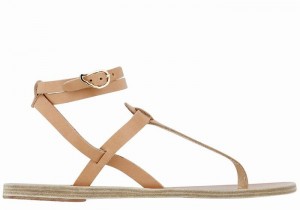 Ancient Greek Sandals Estia Leather Sandaler Med Ankelrem Dame Beige | DZE29JJ