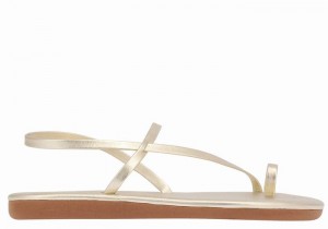 Ancient Greek Sandals Euterpe Sandaler Med Tåstolper Dame Gull Hvite | CKX8445SV