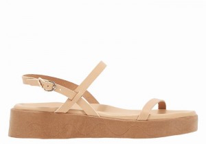 Ancient Greek Sandals Evriali Leather Platåsandaler Dame Beige | CHW3475AQ