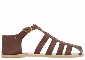 Ancient Greek Sandals Homer Leather Fisker Sandaler Herre Kaffe | HIX1640JT