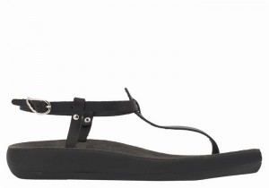 Ancient Greek Sandals Lito Comfort Sandaler Med Ryggreim Dame Svarte | STE6779ZM