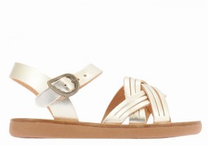 Ancient Greek Sandals Little Electra Soft Flate Sandaler Barn Gull Hvite | EAR6979HN