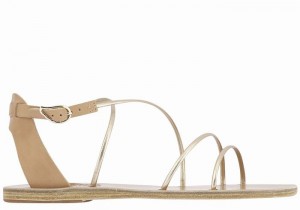 Ancient Greek Sandals Meloivia Sandaler Med Ankelrem Dame Beige Gull Hvite | NGY8696LZ