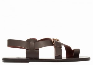 Ancient Greek Sandals Paris Leather Sandaler Med Tåstolper Herre Sjokolade | BAJ3262PL