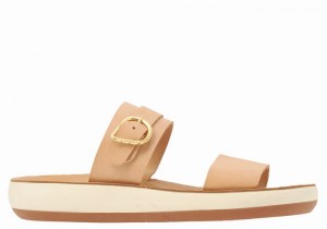 Ancient Greek Sandals Preveza Comfort Slidesandaler Dame Beige | RIC6889WW