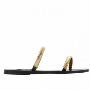 Ancient Greek Sandals Saita Slidesandaler Dame Gull Svarte | QDL9846ID