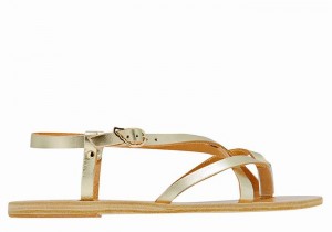 Ancient Greek Sandals Semele Leather Sandaler Med Ryggreim Dame Gull Hvite | TMM3368PI