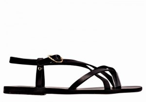 Ancient Greek Sandals Semele Leather Sandaler Med Ryggreim Dame Svarte | KBV9650DS