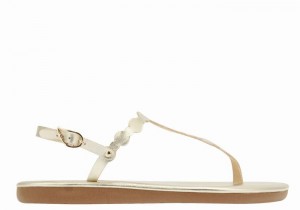 Ancient Greek Sandals Velos Flip Flop Sandaler Med Ryggreim Dame Gull Hvite | MZD4722FJ