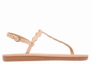 Ancient Greek Sandals Velos Flip Flop Sandaler Med Ryggreim Dame Beige | VMV6765JZ