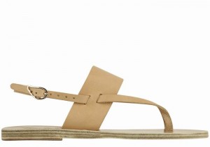 Ancient Greek Sandals Zoe Flip Flop Leather Sandaler Med Ryggreim Dame Beige | RXC1613SQ