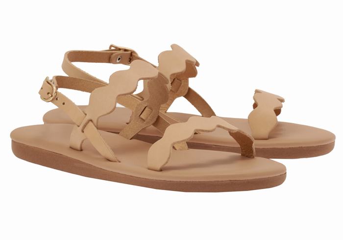 Ancient Greek Sandals Afros Sandaler Med Ryggreim Dame Beige | DCD9852QE