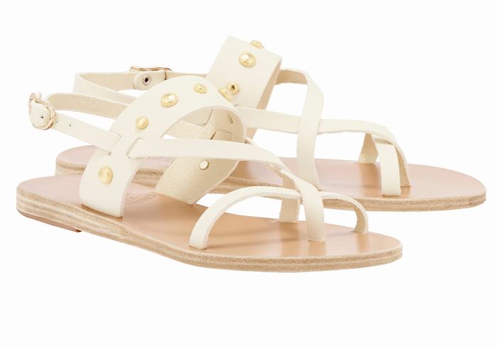 Ancient Greek Sandals Alethea Bee Sandaler Med Ryggreim Dame Hvite | XJM8750TD