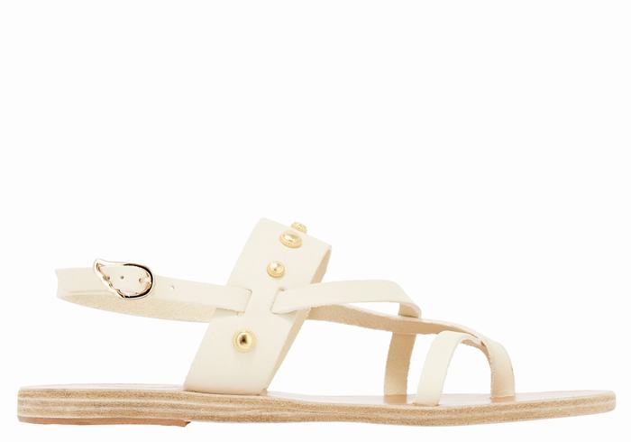 Ancient Greek Sandals Alethea Bee Sandaler Med Ryggreim Dame Hvite | XJM8750TD