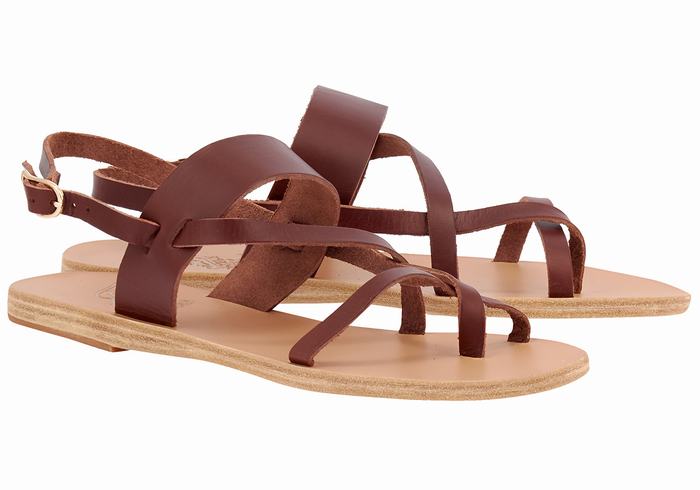 Ancient Greek Sandals Alethea Leather Sandaler Med Ryggreim Dame Kaffe | ADO8254NB