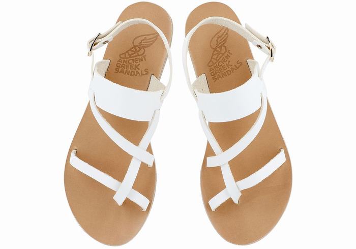 Ancient Greek Sandals Alethea Leather Sandaler Med Ryggreim Dame Hvite | PVV5528TZ