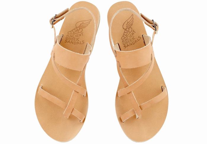 Ancient Greek Sandals Alethea Leather Sandaler Med Ryggreim Dame Beige | LBQ3619KC