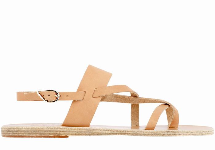 Ancient Greek Sandals Alethea Leather Sandaler Med Ryggreim Dame Beige | LBQ3619KC