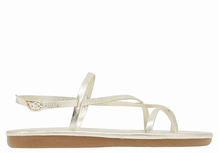 Ancient Greek Sandals Alethea Sandaler Med Ryggreim Dame Gull Hvite | DCQ383JV