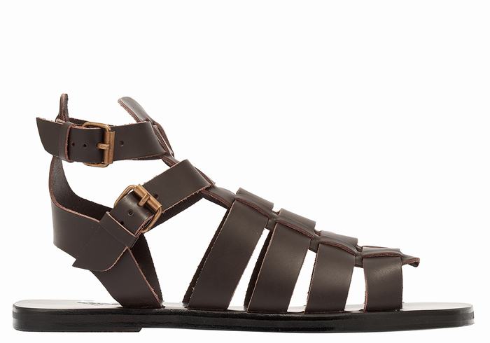 Ancient Greek Sandals Alexandros Leather Fisker Sandaler Herre Sjokolade | LJU5325IM