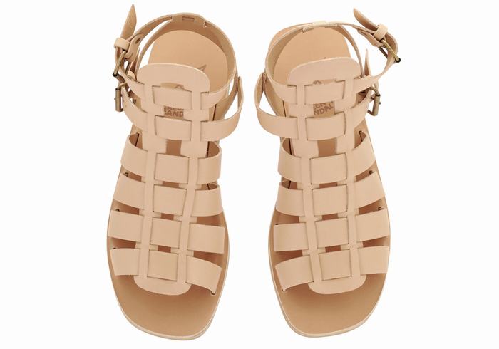 Ancient Greek Sandals Alexandros Leather Fisker Sandaler Herre Beige | OPZ9157HJ