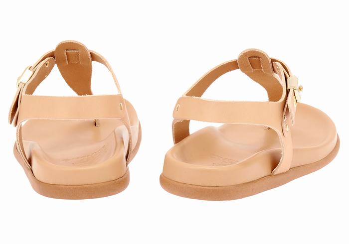 Ancient Greek Sandals Alki Flip Flop Sandaler Med Ryggreim Dame Beige | HOE2433TM