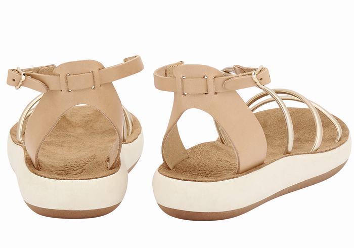 Ancient Greek Sandals Anastasia Comfort Sandaler Med Ankelrem Dame Beige Gull Hvite | CWF6818MG