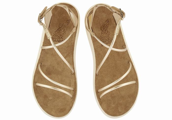 Ancient Greek Sandals Anastasia Comfort Sandaler Med Ankelrem Dame Gull Hvite | YMP4368GD