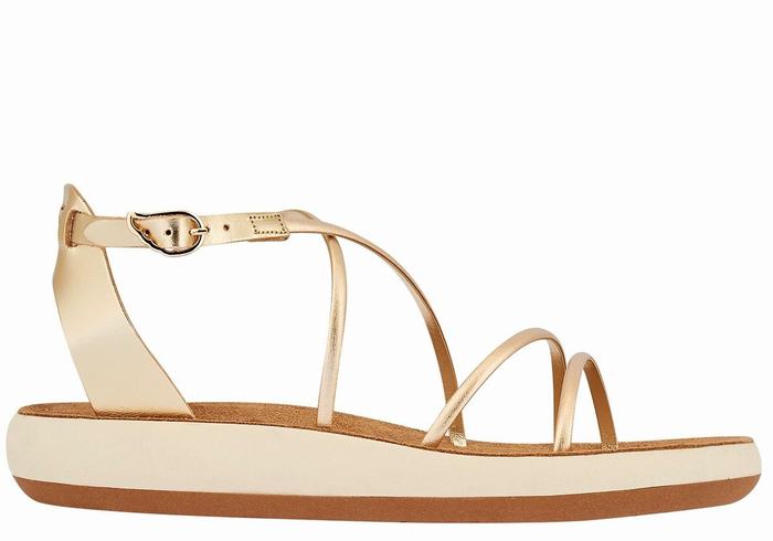 Ancient Greek Sandals Anastasia Comfort Sandaler Med Ankelrem Dame Gull Hvite | YMP4368GD