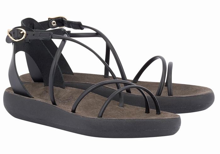 Ancient Greek Sandals Anastasia Comfort Sandaler Med Ankelrem Dame Svarte | BGU3181QK