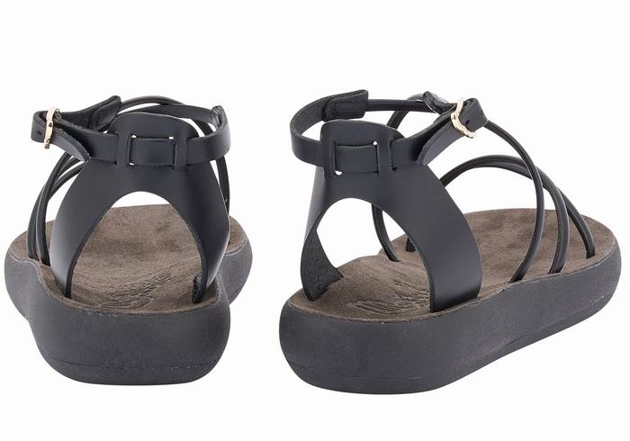 Ancient Greek Sandals Anastasia Comfort Sandaler Med Ankelrem Dame Svarte | BGU3181QK