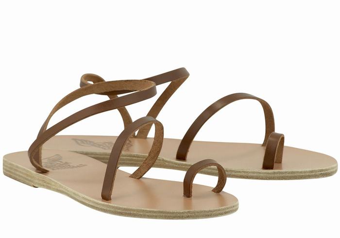 Ancient Greek Sandals Apli Eleftheria Leather Fisker Sandaler Dame Mørke Brune | OEL6222QR