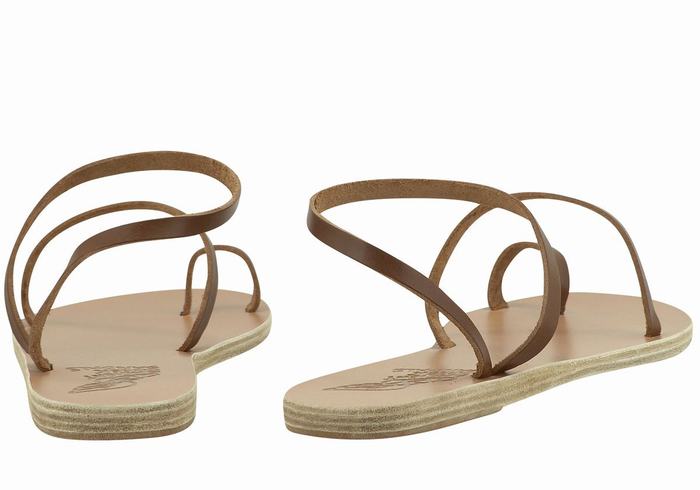 Ancient Greek Sandals Apli Eleftheria Leather Fisker Sandaler Dame Mørke Brune | OEL6222QR