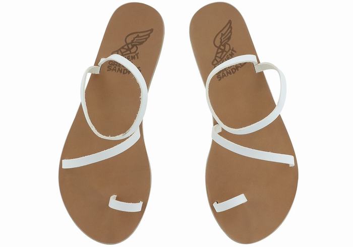 Ancient Greek Sandals Apli Eleftheria Leather Sandaler Med Tåstolper Dame Hvite | BBM3390LF