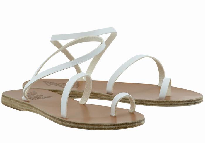 Ancient Greek Sandals Apli Eleftheria Leather Sandaler Med Tåstolper Dame Hvite | BBM3390LF