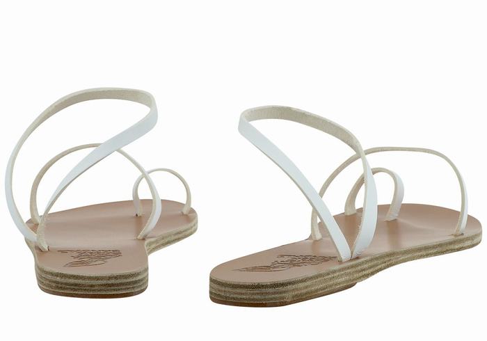 Ancient Greek Sandals Apli Eleftheria Leather Sandaler Med Tåstolper Dame Hvite | BBM3390LF