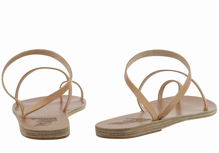 Ancient Greek Sandals Apli Eleftheria Leather Sandaler Med Tåstolper Dame Beige | QBM863KN