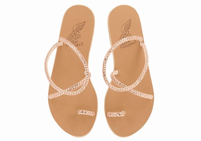 Ancient Greek Sandals Apli Eleftheria Sandaler Med Tåstolper Dame Rosa Gull | QRO6674DH