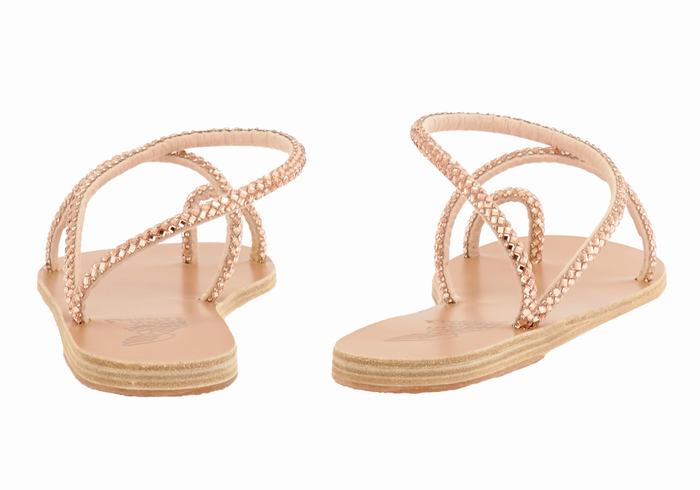 Ancient Greek Sandals Apli Eleftheria Sandaler Med Tåstolper Dame Rosa Gull | QRO6674DH