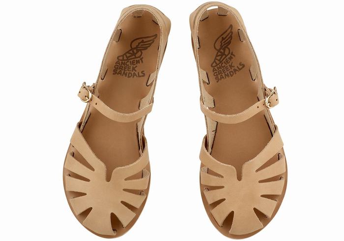 Ancient Greek Sandals Apollonia Leather Fisker Sandaler Dame Beige | OJP9376IH