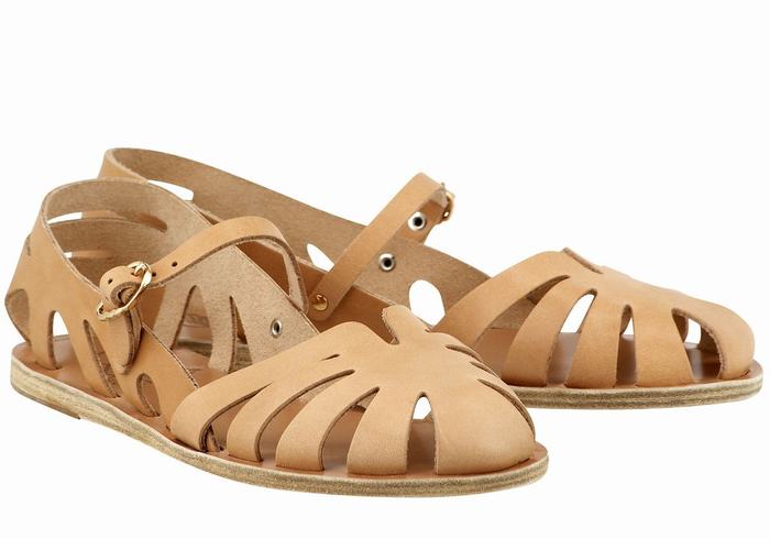 Ancient Greek Sandals Apollonia Leather Fisker Sandaler Dame Beige | OJP9376IH